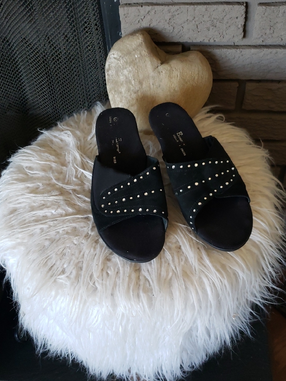 Studded Black Slide Mules